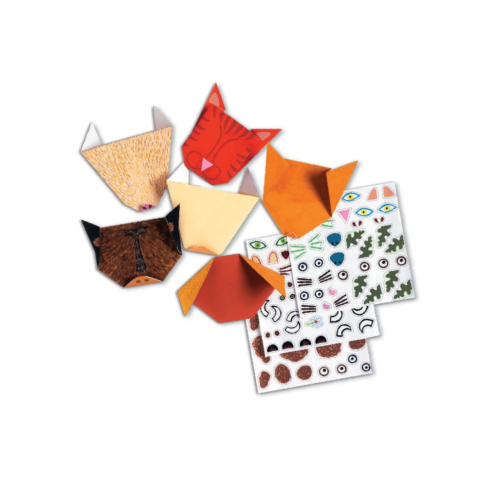 Set for origami with stickers - Djeco - Animals