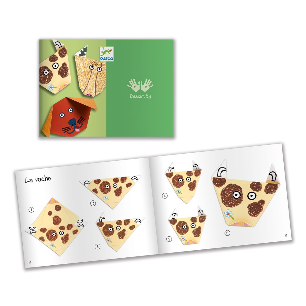 Set for origami with stickers - Djeco - Animals