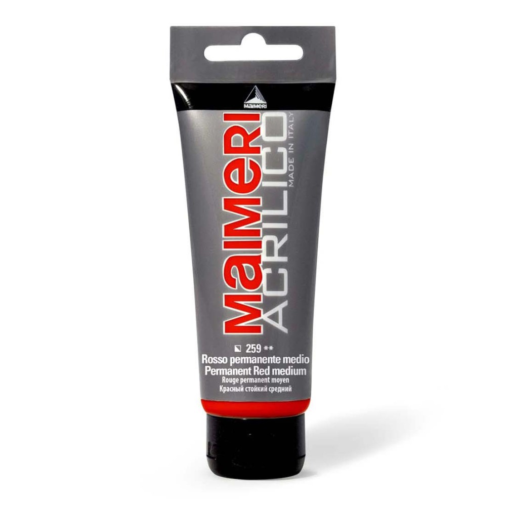 Farba akrylowa Acrilico - Maimeri - 259, Permanent Red Medium, 200 ml