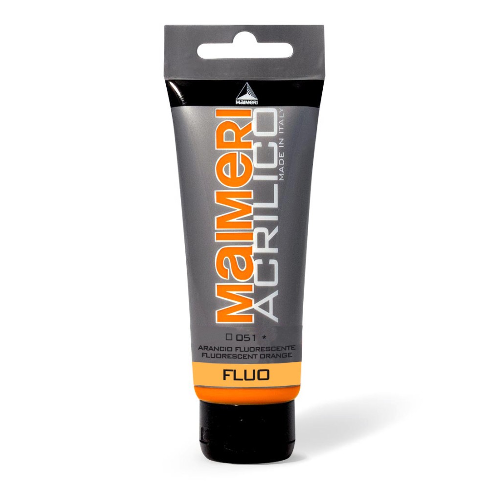 Acrylic paint Acrilico - Maimeri - 051, Fluorescent Orange, 200 ml