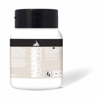 Farba akrylowa Acrilico - Maimeri - 018, Titanium White, 500 ml
