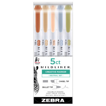 Set of double ended highlighters Mildliner - Zebra - Neutral, 5 pcs.