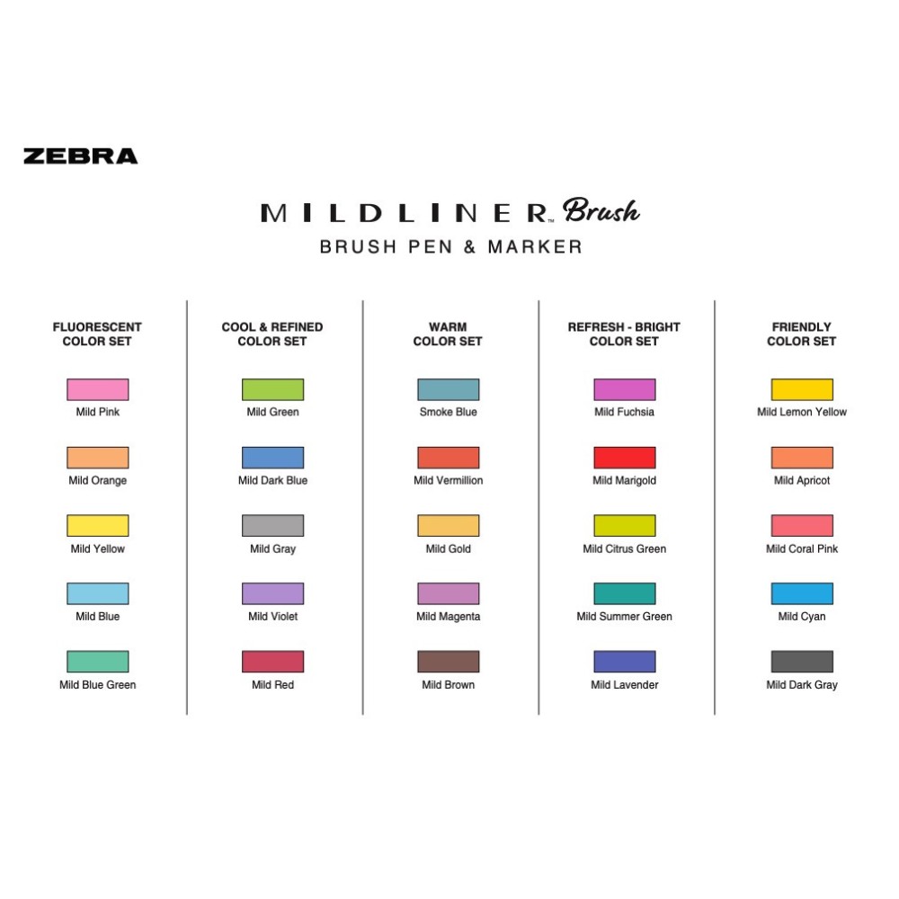 Double ended Mildliner Brush Pen - Zebra - Fluorescent Yellow