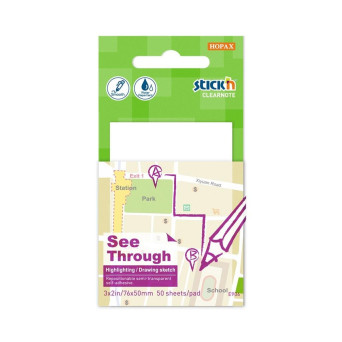Transparent sticky notes Stick'N - 51 x 76 mm, 50 pcs.