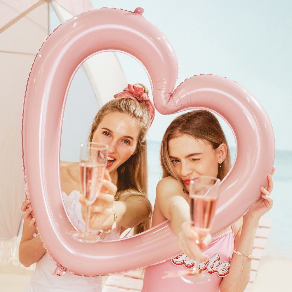Foil balloon, Heart frame - light pink, 86 x 83.5 cm