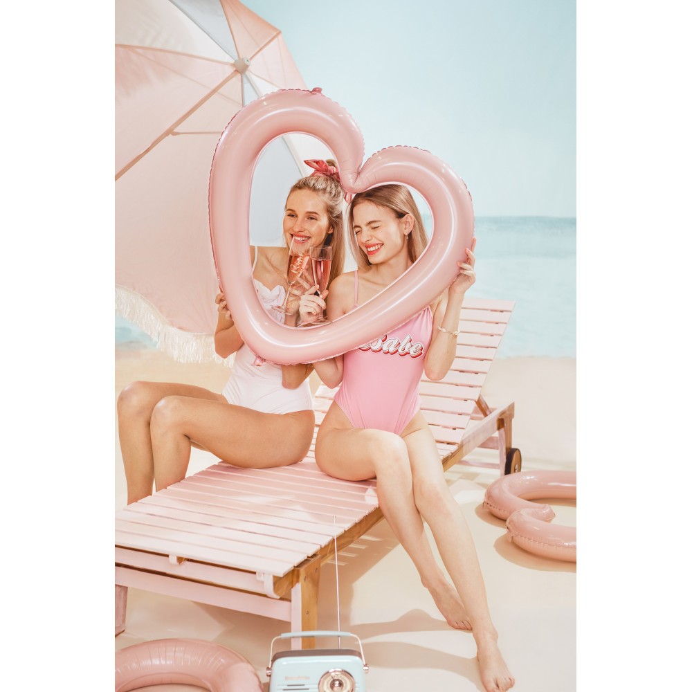 Foil balloon, Heart frame - light pink, 86 x 83.5 cm