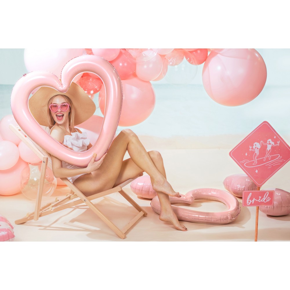 Foil balloon, Heart frame - light pink, 86 x 83.5 cm
