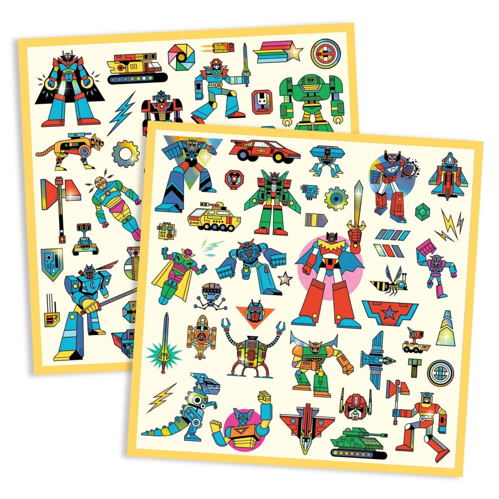 Set of metallic stickers, Robots - Djeco - 160 pcs.