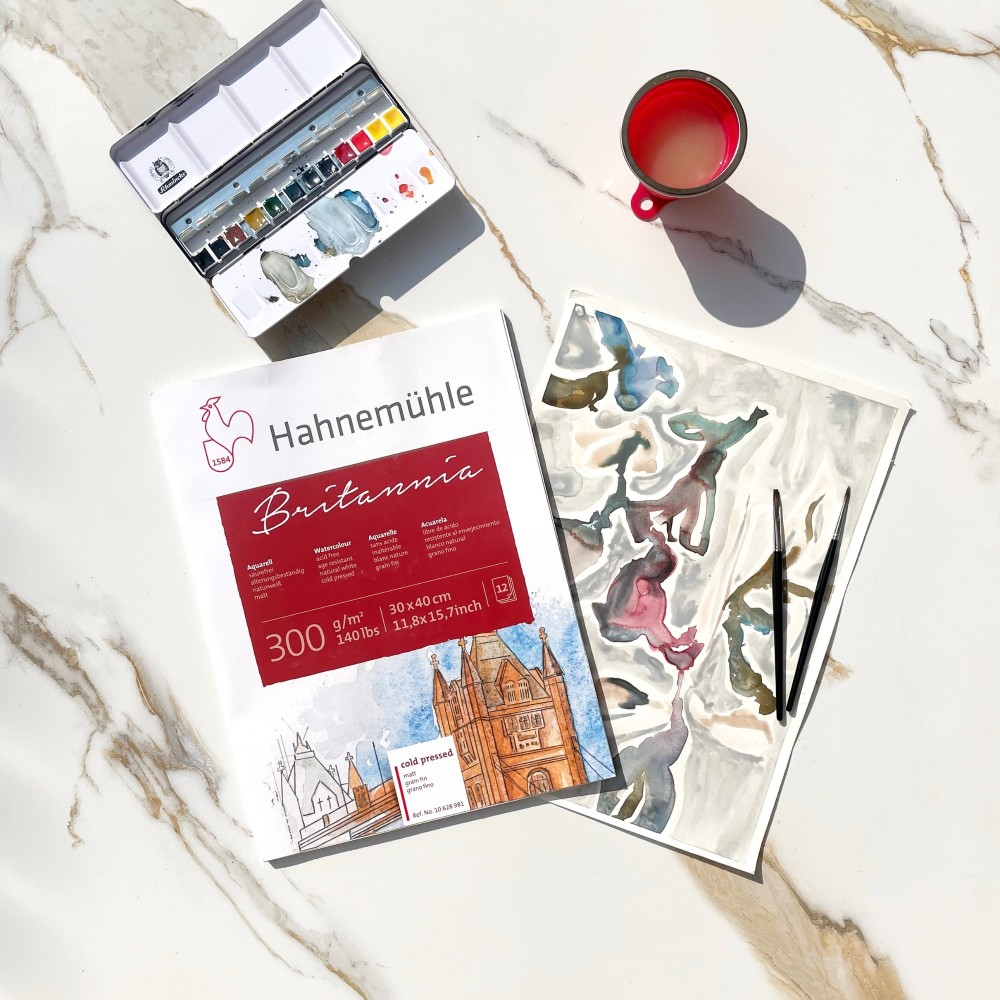 Britannia Watercolour paper pad - Hahnemühle - hot pressed, 24 x 32 cm, 300 g, 12 sheets