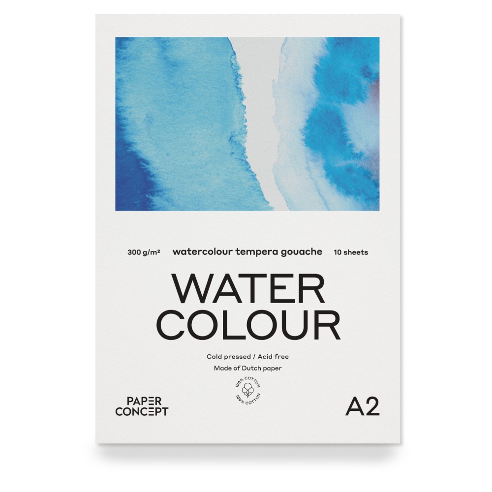 100% Cotton paper pad - PaperConcept - A2 300 g 10 sheets