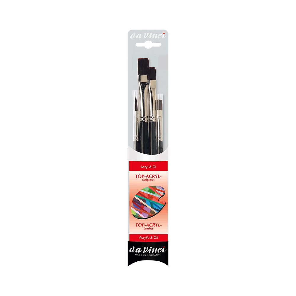 Zestaw pędzli syntetycznych Top-Acryl - Da Vinci - 4 szt.