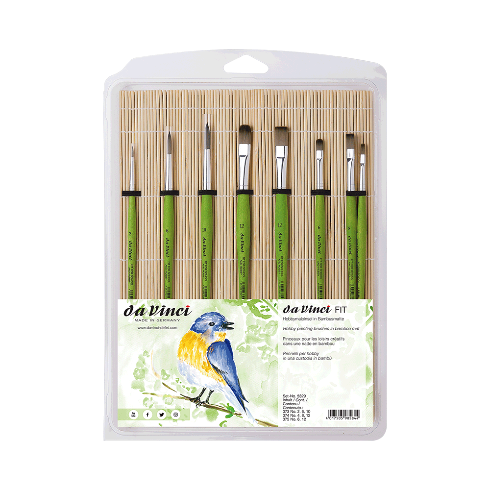 Brush Fit Synthetics Set in bamboo mat - Da Vinci - 8 pcs