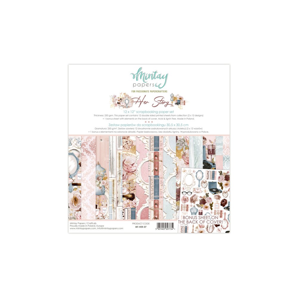 Set of scrapbooking papers 30,5 x 30,5 cm - Mintay - Her Story