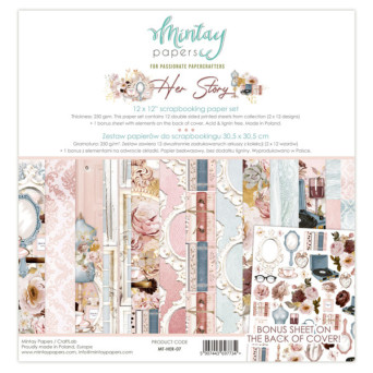 Set of scrapbooking papers 30,5 x 30,5 cm - Mintay - Her Story