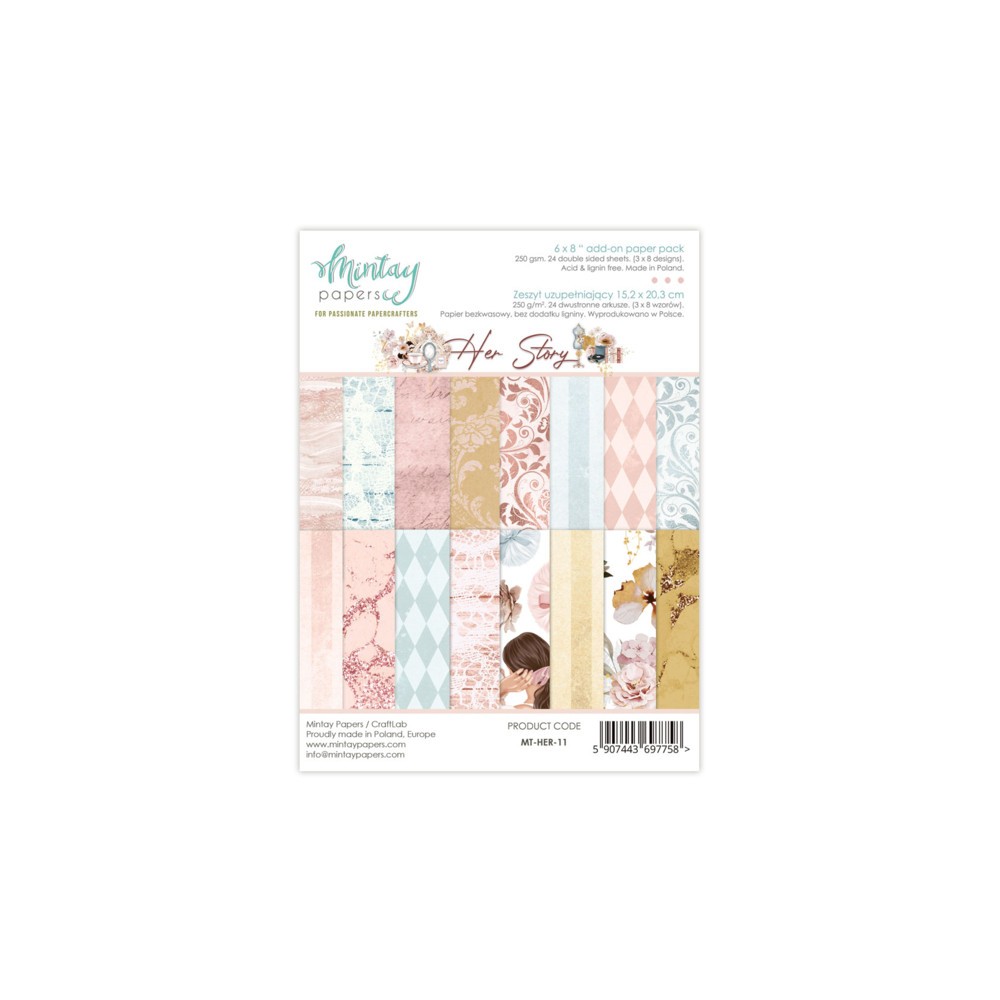 Set of scrapbooking papers 15,2 x 20,3 cm - Mintay - Her Story