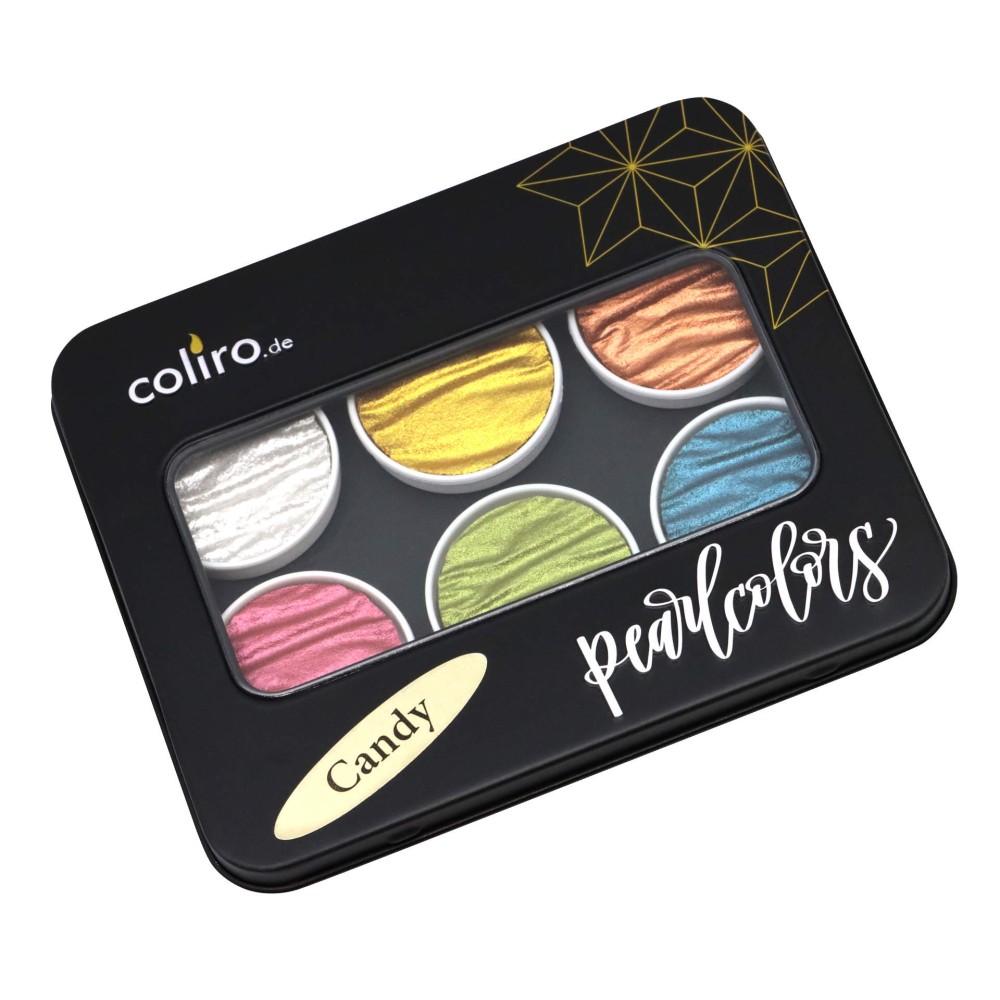 Set of watercolor paints, Candy - Coliro Pearl Colors - 30 mm, 6 pcs.