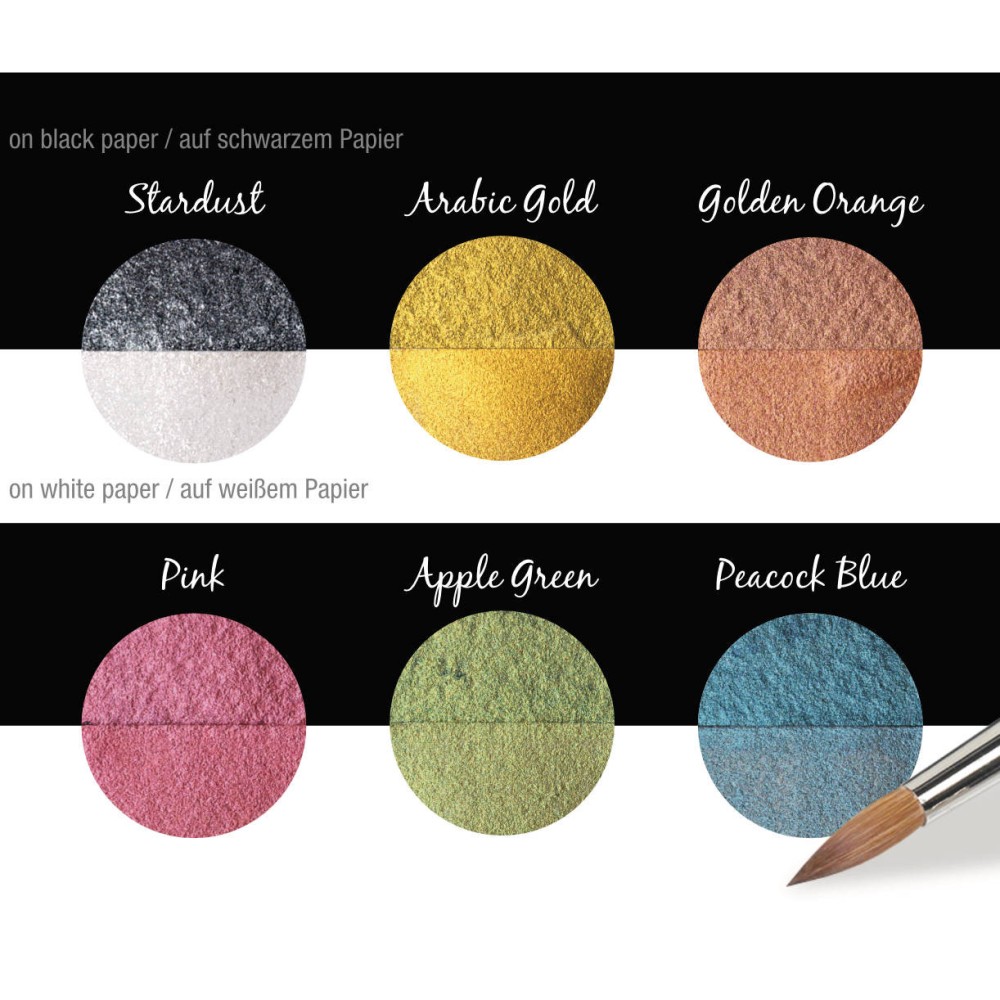 Set of watercolor paints, Candy - Coliro Pearl Colors - 30 mm, 6 pcs.