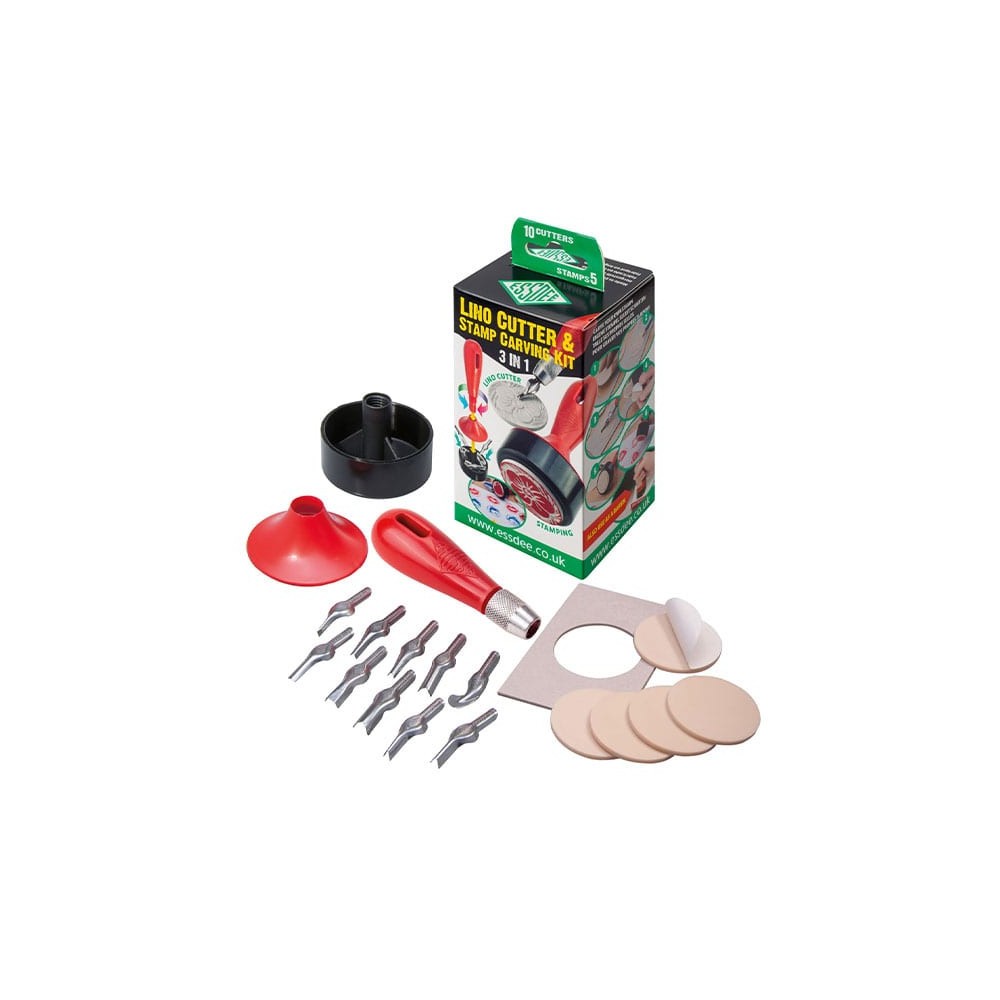 Zestaw do linorytu Lino Cutter & Stamp Carving Kit - Essdee - 15 szt.