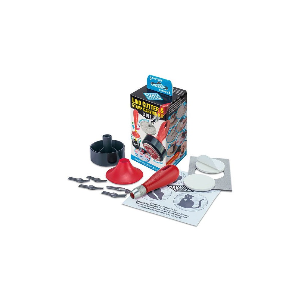 Zestaw do linorytu Lino Cutter & Stamp Carving Kit - Essdee - 10 szt.