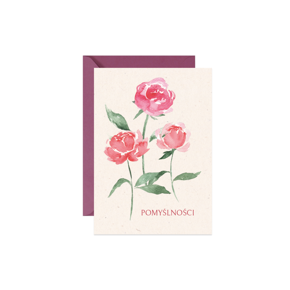 Greeting card A6 - Paperwords - Piwonie, Pomyślności