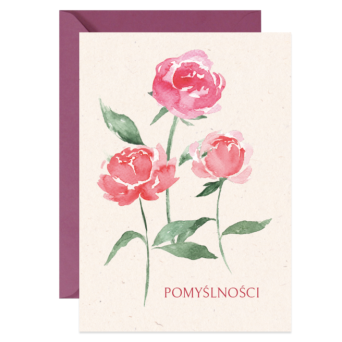 Greeting card A6 - Paperwords - Piwonie, Pomyślności