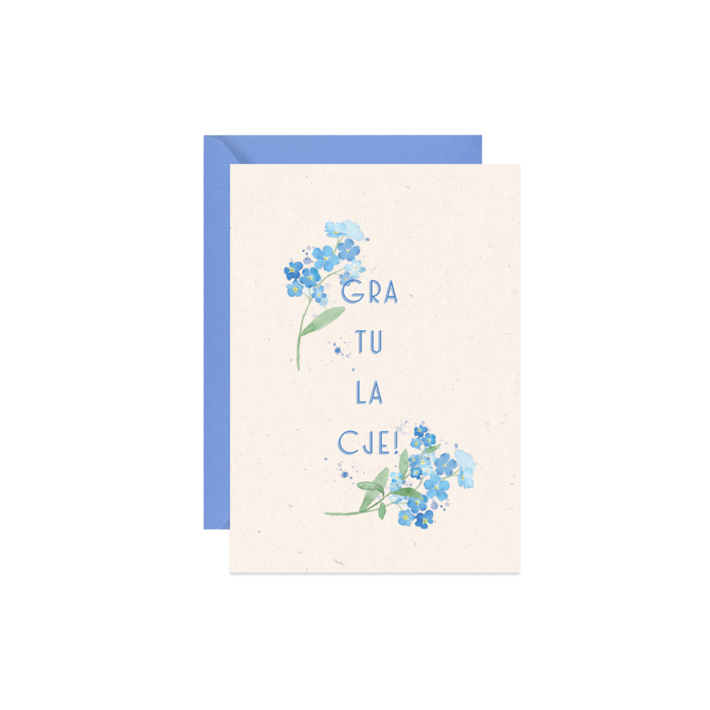 Greeting card A6 - Paperwords - Gratulacje, Niezapominajki