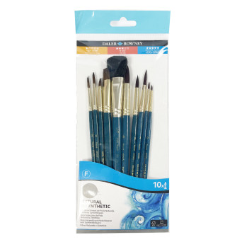 Set of natural brushes, camel hair - Daler Rowney - 10 pcs.