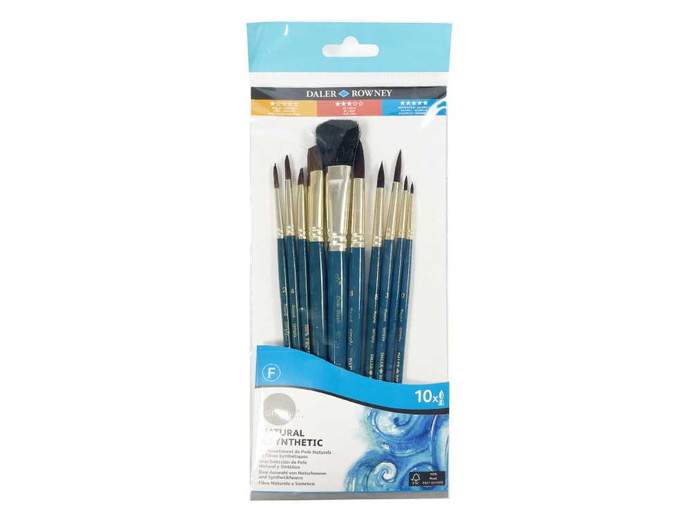 Zestaw pędzli naturalnych, włosie wielbłąda - Daler Rowney - 10 szt.