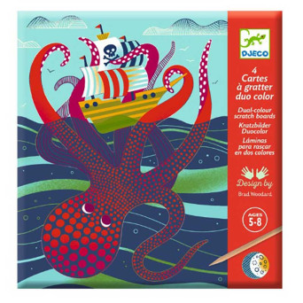 Scratch boards for children - Djeco - Underwater World, 4 sheets