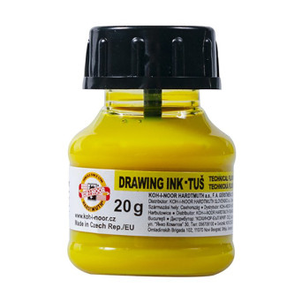 Tusz rysunkowy, kreślarski - Koh-I-Noor - żółty fluorescencyjny, 20 g