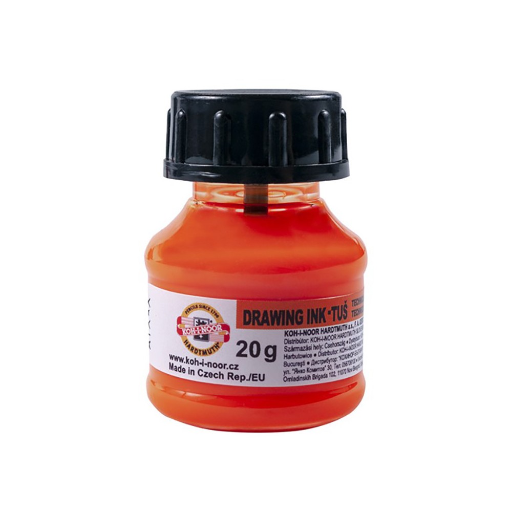 Tusz rysunkowy, kreślarski - Koh-I-Noor - pomarańczowy fluorescencyjny, 20 g