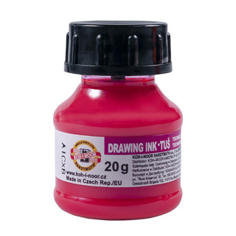 Tusz rysunkowy, kreślarski - Koh-I-Noor - różowy fluorescencyjny, 20 g