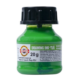 Tusz rysunkowy, kreślarski - Koh-I-Noor - zielony fluorescencyjny, 20 g