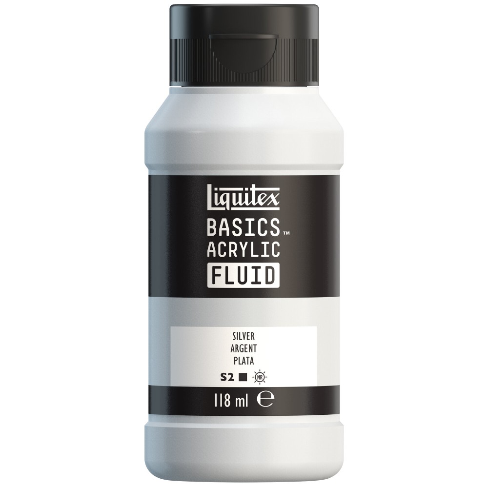 Farba akrylowa Basics Acrylic Fluid - Liquitex - 052, Silver, 118 ml