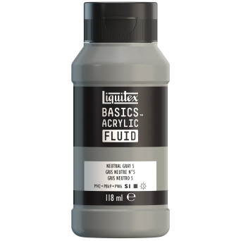 Basics Acrylic Fluid paint - Liquitex - 599, Neutral Gray 5, 118 ml