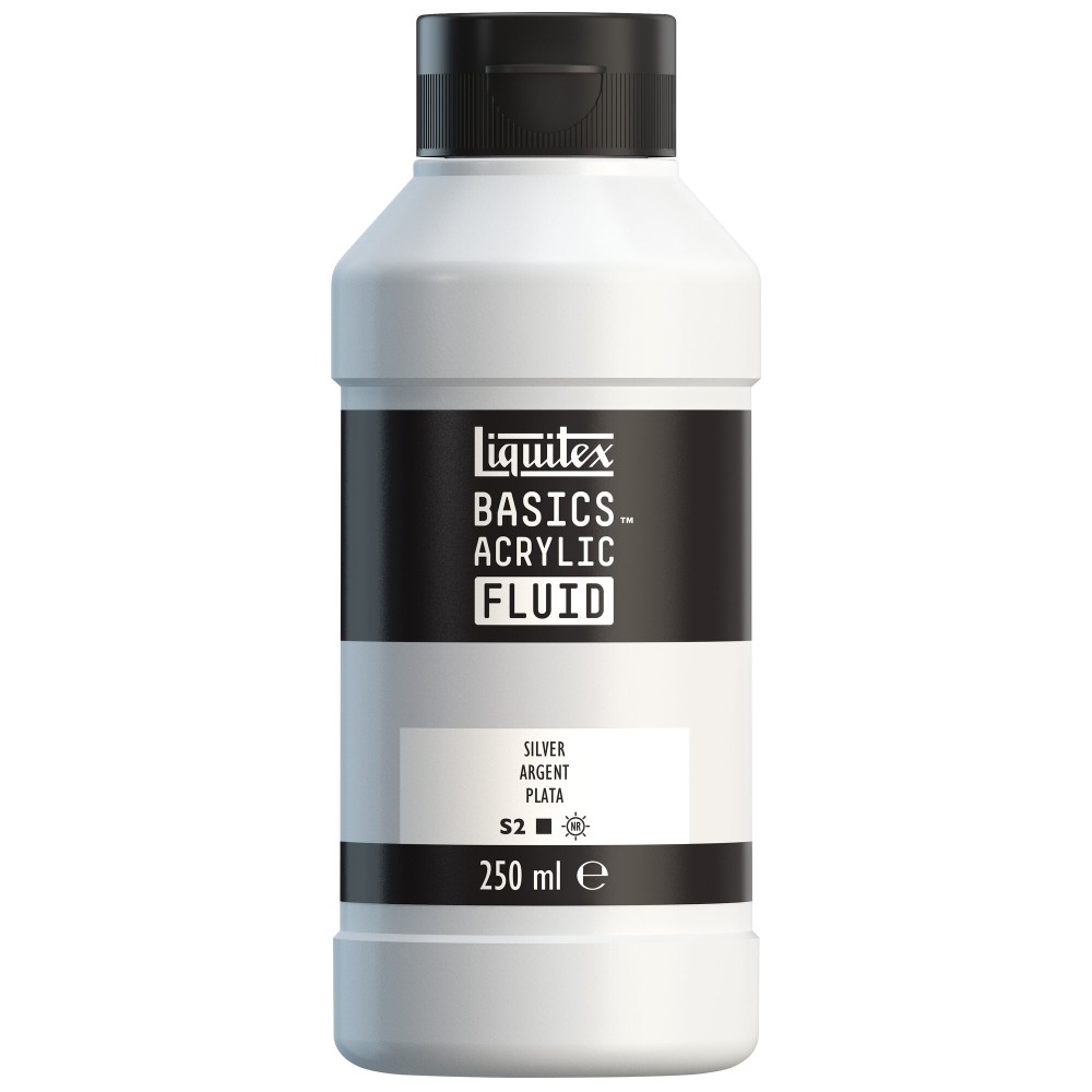 Farba akrylowa Basics Acrylic Fluid - Liquitex - 052, Silver, 250 ml