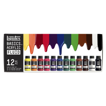 Set of Basics Acrylic Fluid paints - Liquitex - 12 x 118 ml