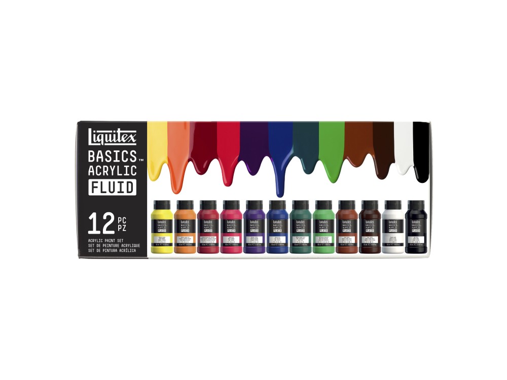 Zestaw farb Basics Acrylic Fluid - Liquitex - 12 kolorów x 118 ml