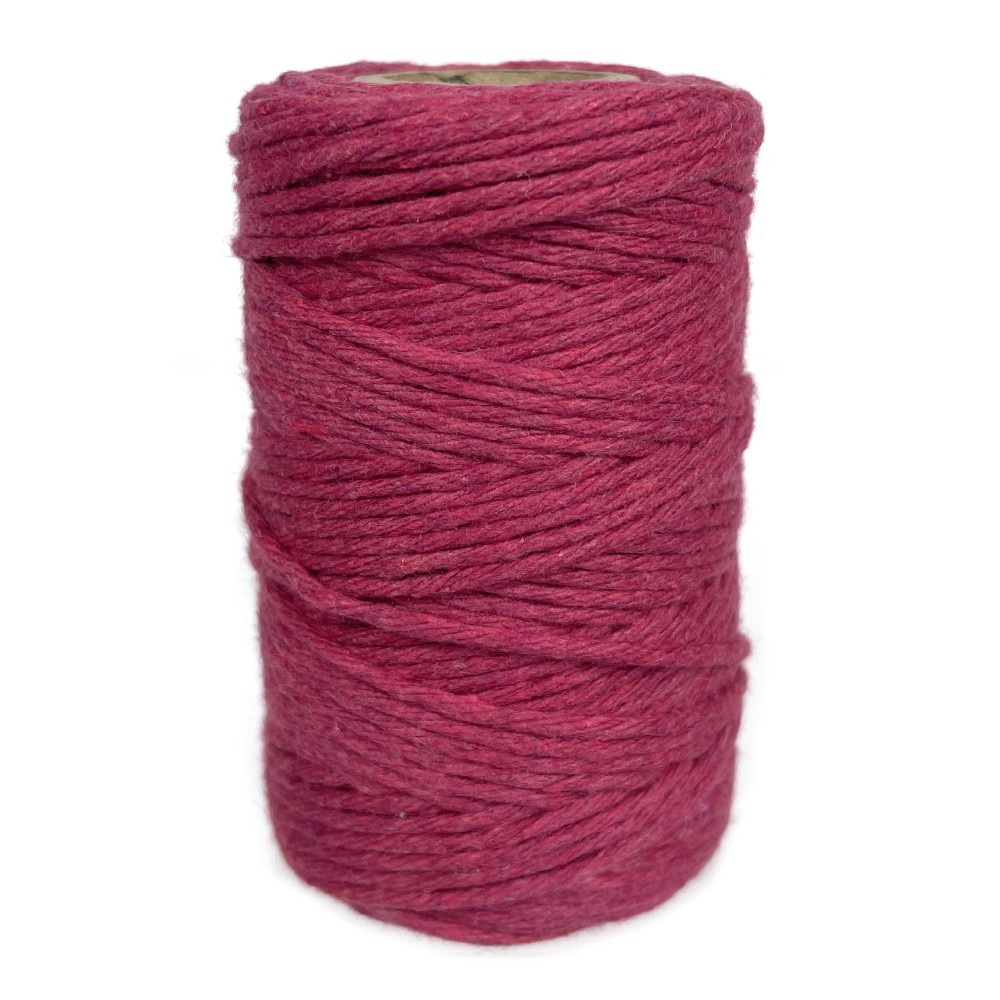 Sznurek bawełniany do makramy - fuksjowy, 2 mm, 60 m