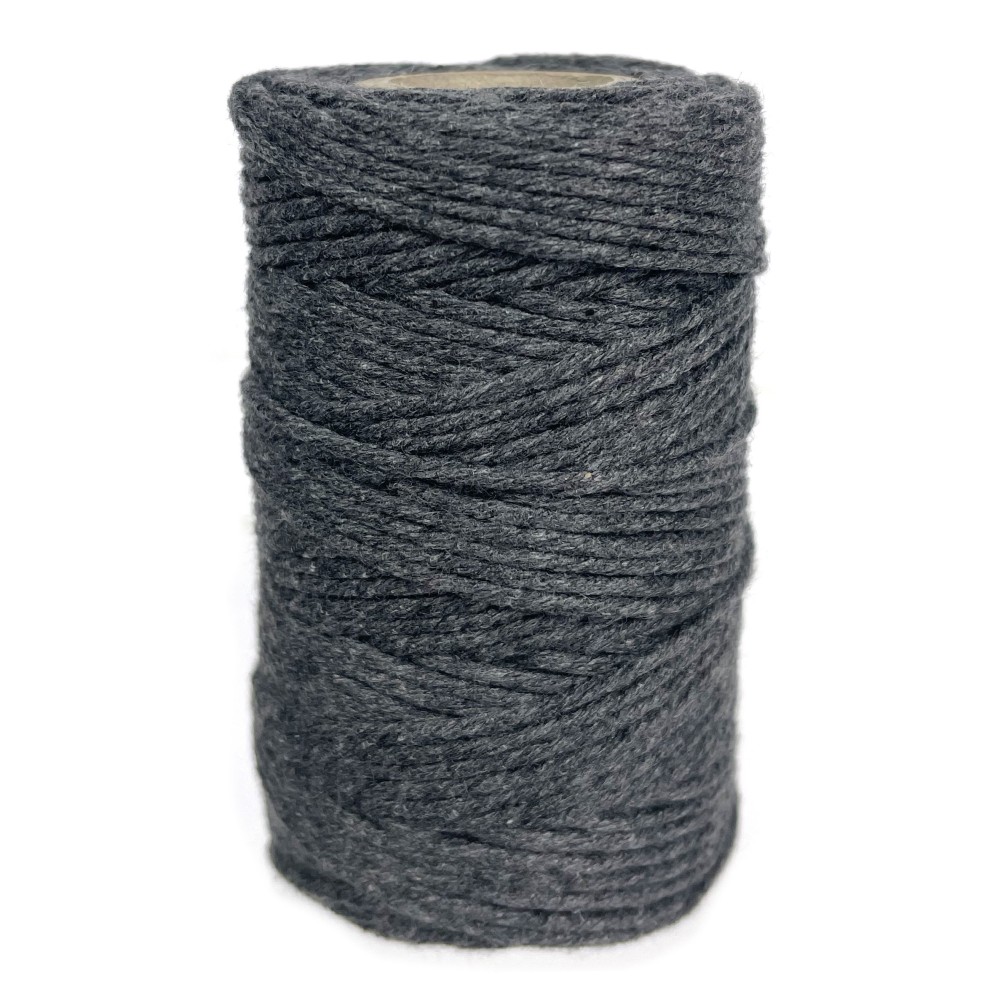 Sznurek bawełniany do makramy - antracytowy, 2 mm, 60 m