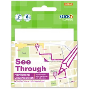 See through sticky notes Stick'N - 7,6 x 7,6 cm, 50 pcs.