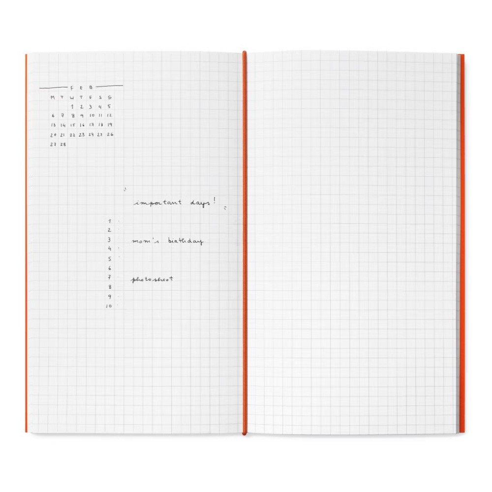 Log notebook refills - mishmash - Squared, Orange, 12 x 22 cm, 64 pages
