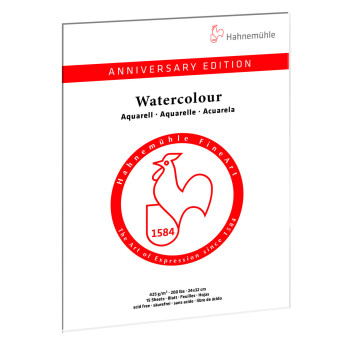 Blok do akwareli Anniversary Edition - Hahnemühle - cold pressed, 24 x 32 cm, 425 g, 15 ark.