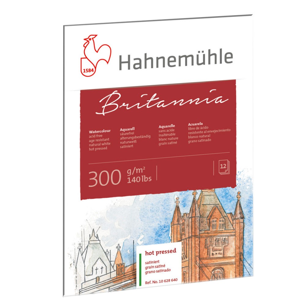 Papier do akwareli Britannia - Hahnemühle - hot pressed, 50 x 65 cm, 300 g, 10 ark.