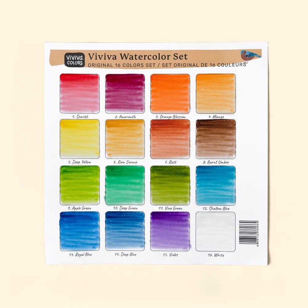Zestaw akwareli - Viviva Colors - Original, 16 kolorów