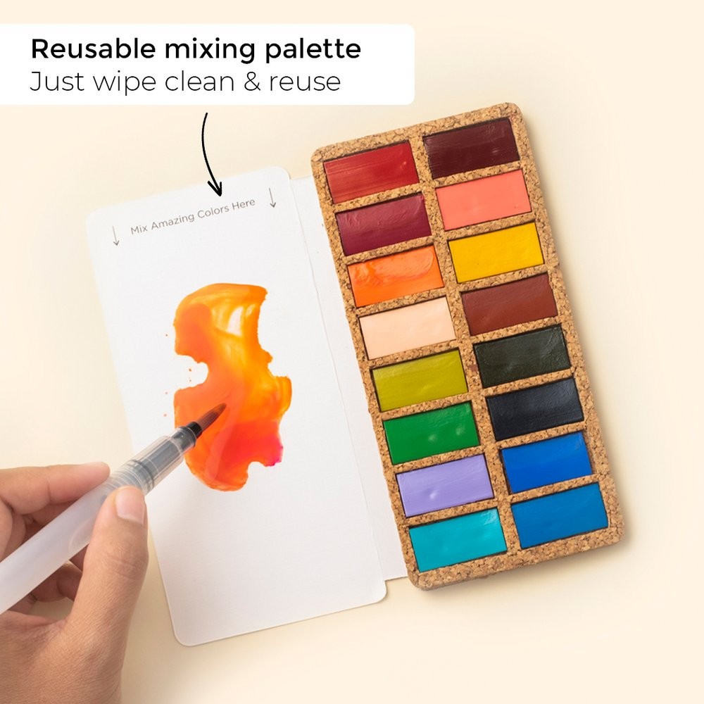 Set of Watercolor pans - Viviva Colors - Spring, 16 colors