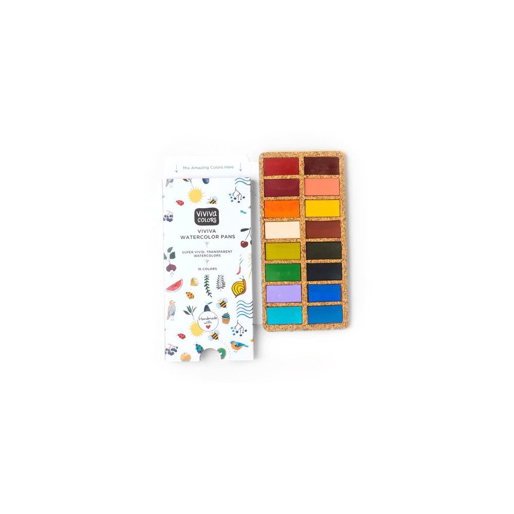 Set of Watercolor pans - Viviva Colors - Spring, 16 colors