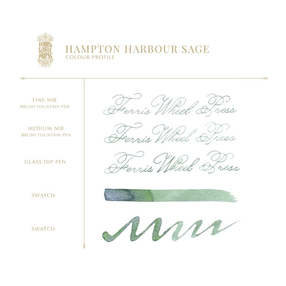 Calligraphy ink - Ferris Wheel Press - Hampton Harbour Sage, 38 ml