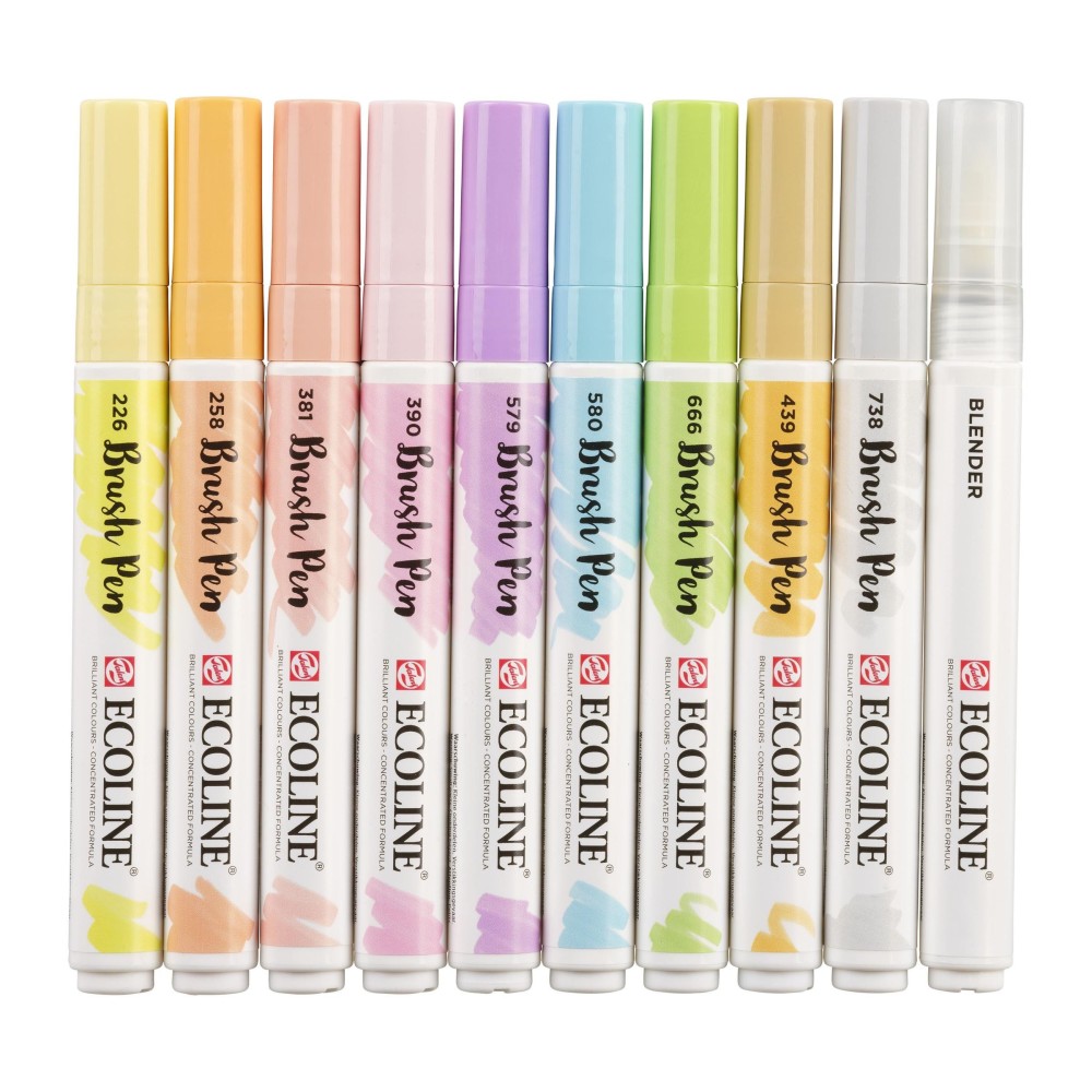 Brush Pen watercolor set Ecoline - Talens - Pastel, 10 pcs.