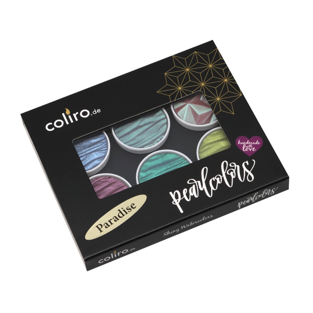 Set of watercolor paints, Paradise - Coliro Pearl Colors - 30 mm, 6 pcs.